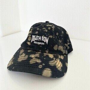 Death Row Records Acid Wash Bleach Spot Baseball Cap Black Cotton Adjustable